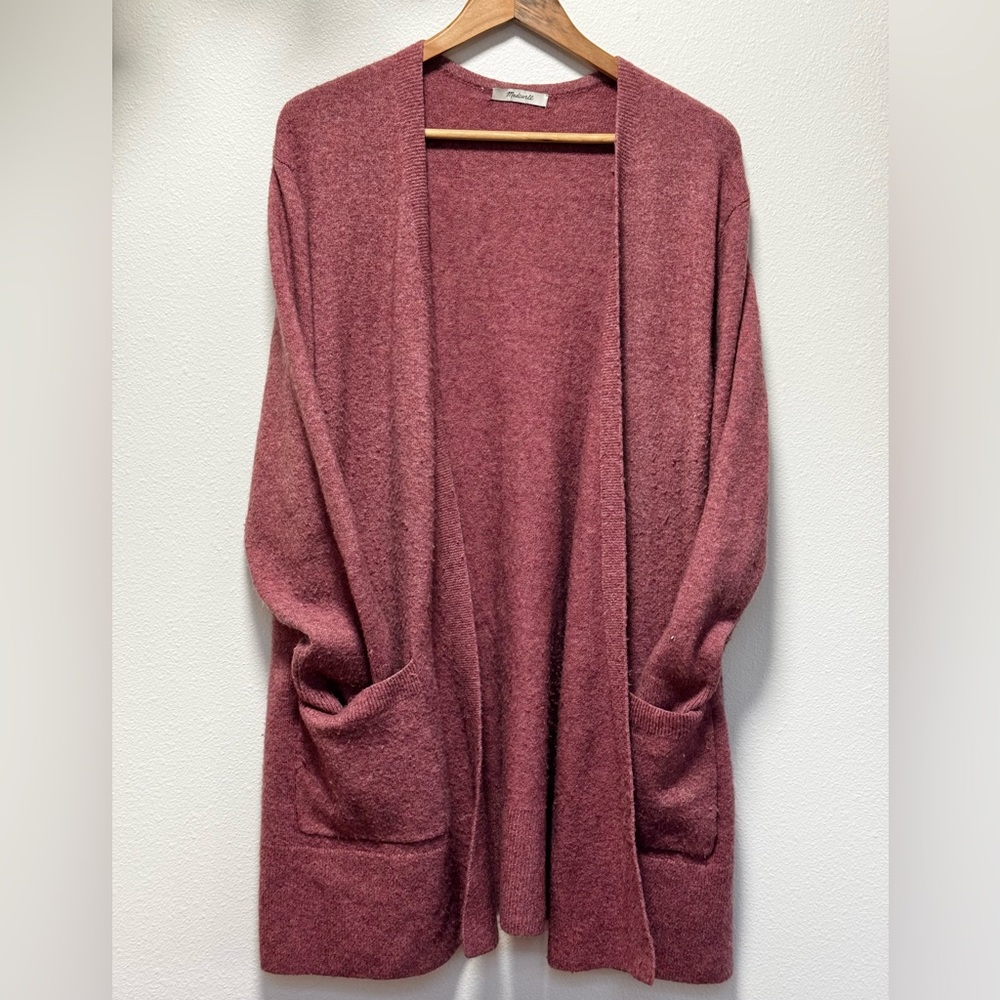 Madewell CASHMERE Open Front Cardigan - Deep Rose
